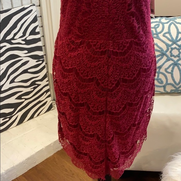 Free People She’s Got It Lace Wine Slip Dress, Lg - Picture 3 of 8
